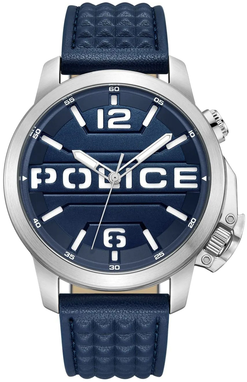 Police Herreklokke PEWJD0021702 Automated Blå/Lær Ø44 mm