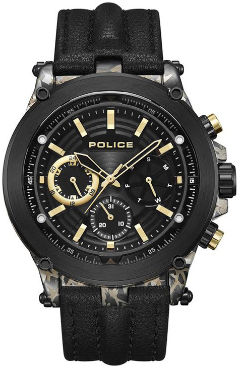 Police Herreklokke PEWJF2226641 Taman Sort/Lær Ø48 mm