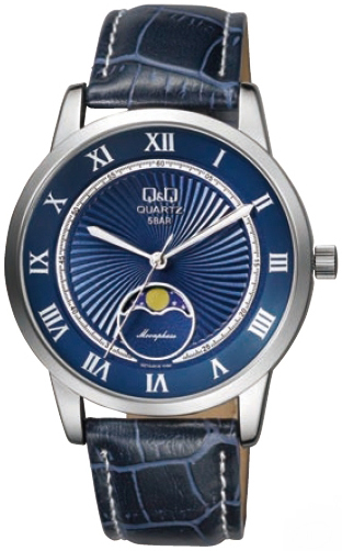 Q&Q Herreklokke QZ10J318Y Classic Blå/Lær Ø40 mm