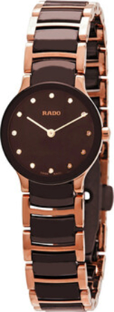 Rado Centrix Dameklokke R30190702 Brun/Rose-gulltonet stål Ø23 mm