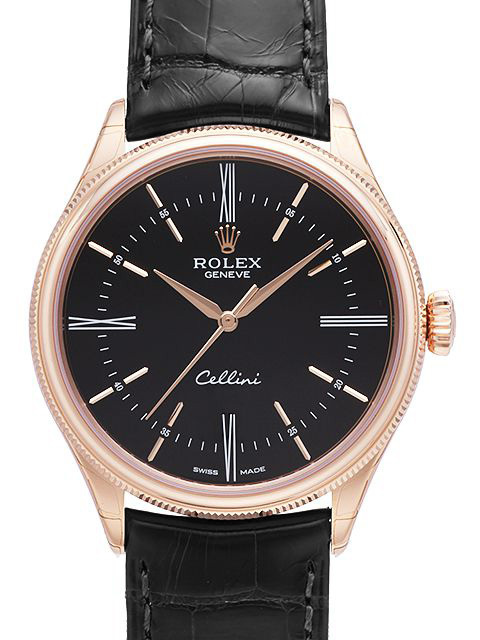 Rolex Cellini Time Herreklokke 50505-0009 Sort/Lær Ø39 mm