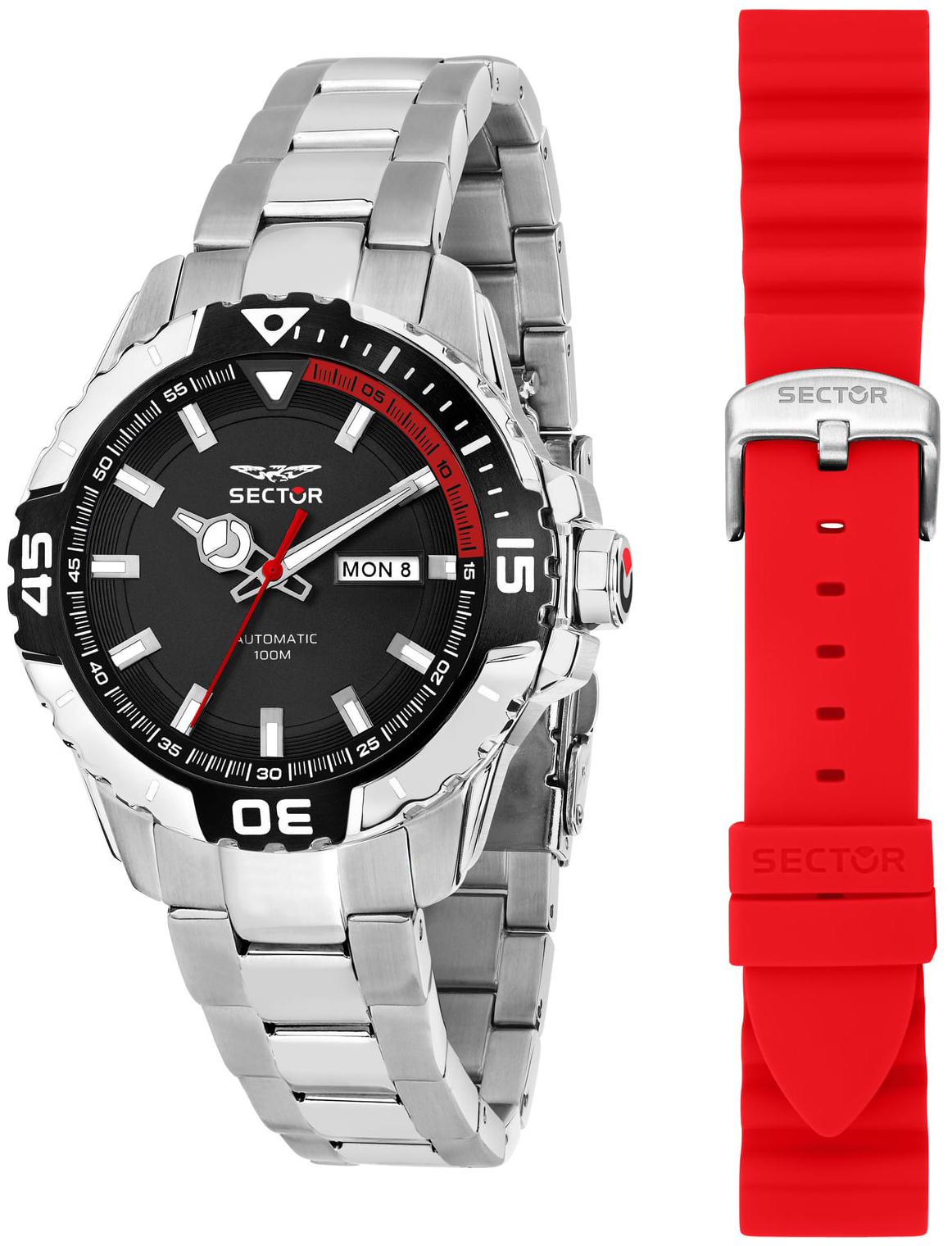 Sector Herreklokke R3223135003 Legend Sort/Stål Ø43 mm