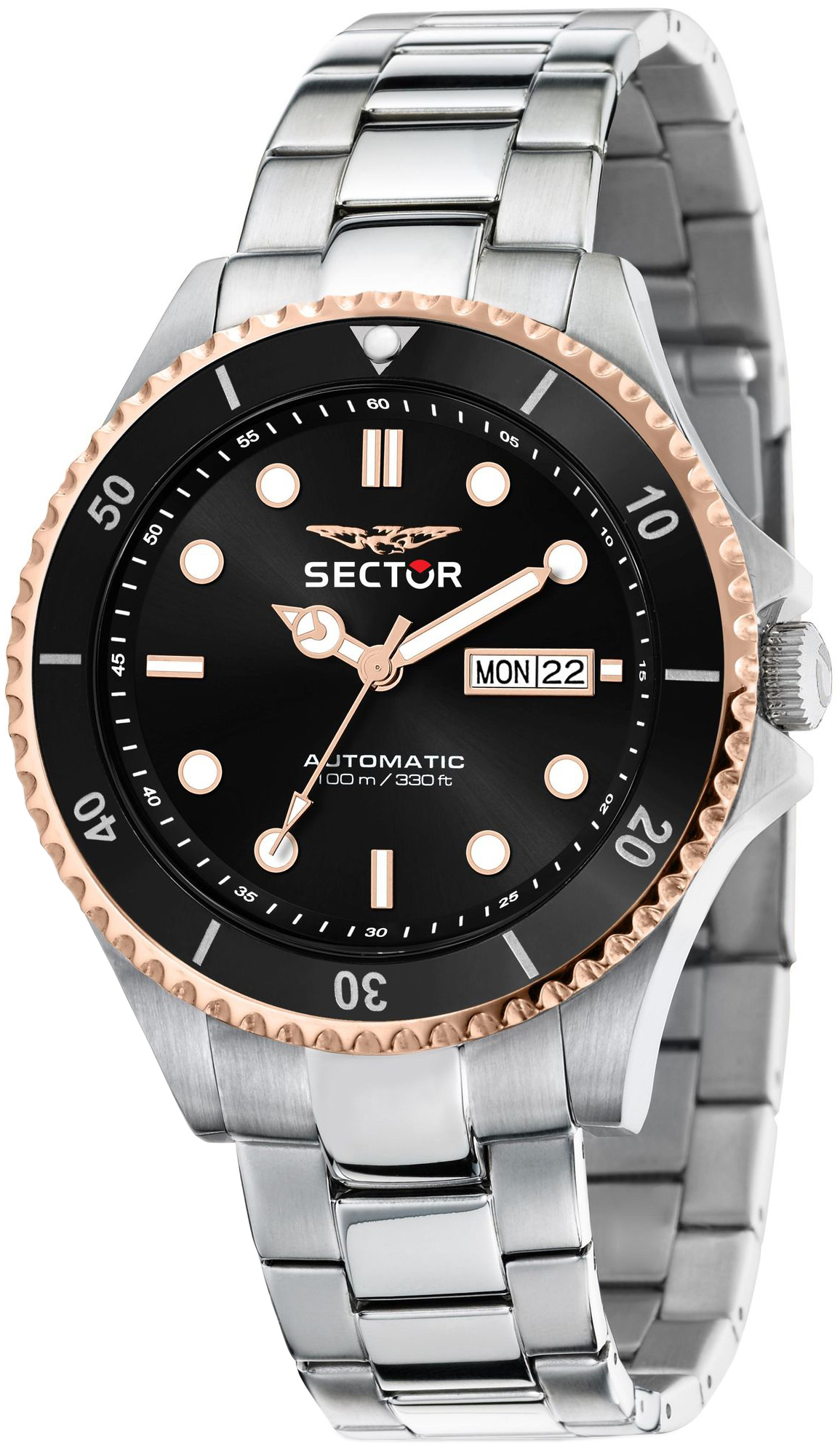 Sector 230 Herreklokke R3223161009 Sort/Stål Ø43 mm