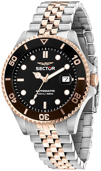 Sector 230 Herreklokke R3223161014 Sort/Rose-gulltonet stål Ø43 mm
