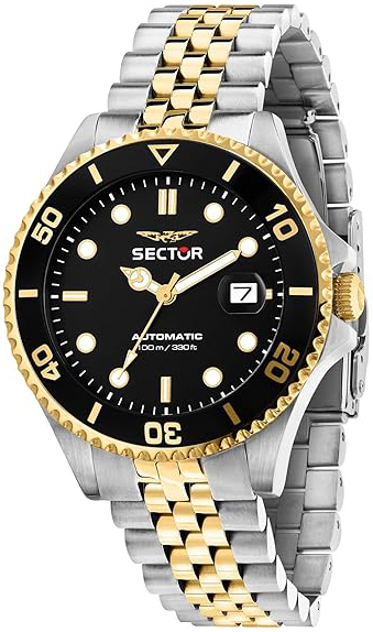 Sector 230 Herreklokke R3223161015 Sort/Gulltonet stål Ø43 mm