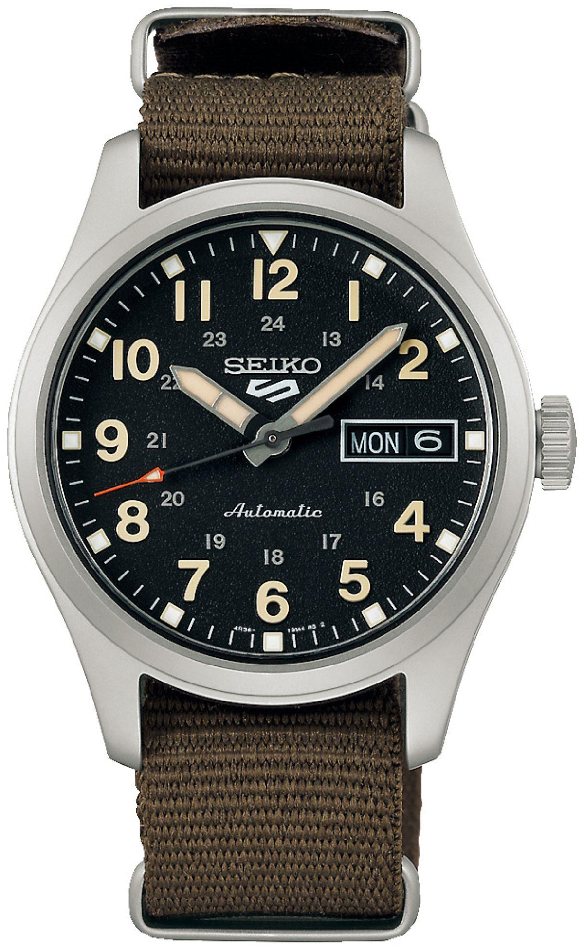 Seiko 5 Sports Herreklokke SRPJ85K1 Sort/Tekstil Ø36 mm