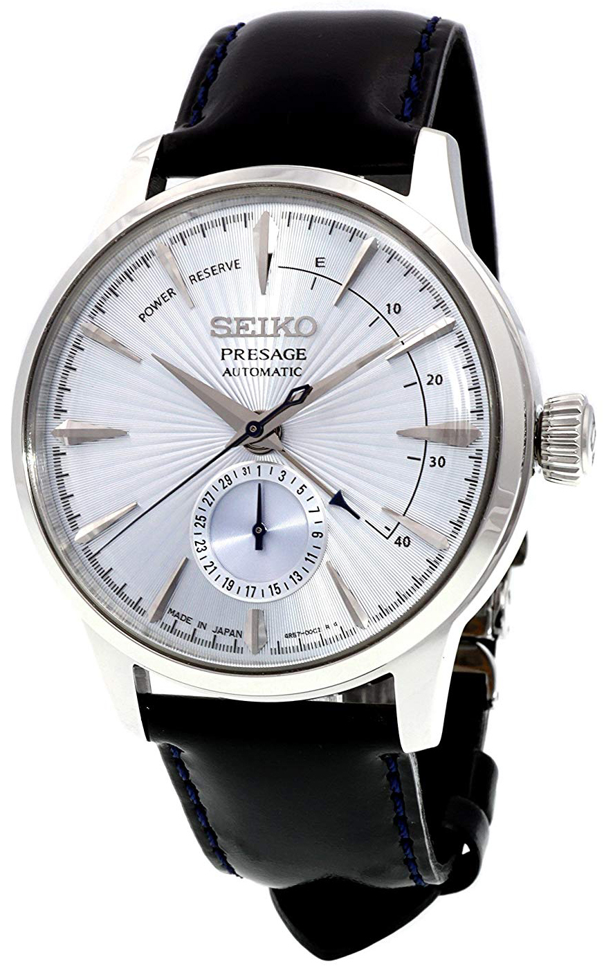 Seiko Herreklokke SSA343J1 Presage Sølvfarget/Lær Ø40.5 mm