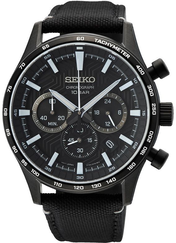 Seiko Herreklokke SSB417P1 Classic Sort/Tekstil Ø43 mm