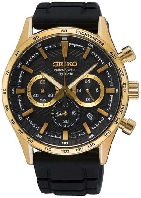 Seiko Herreklokke SSB446P1 Sport Sort/Gummi Ø43 mm