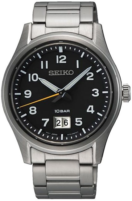 Seiko Herreklokke SUR569P1 Sport Sort/Stål Ø39.5 mm