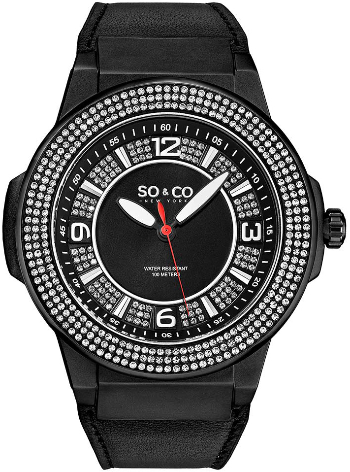 So & Co New York Herreklokke 5565L.3 Madison Sort/Lær Ø48 mm