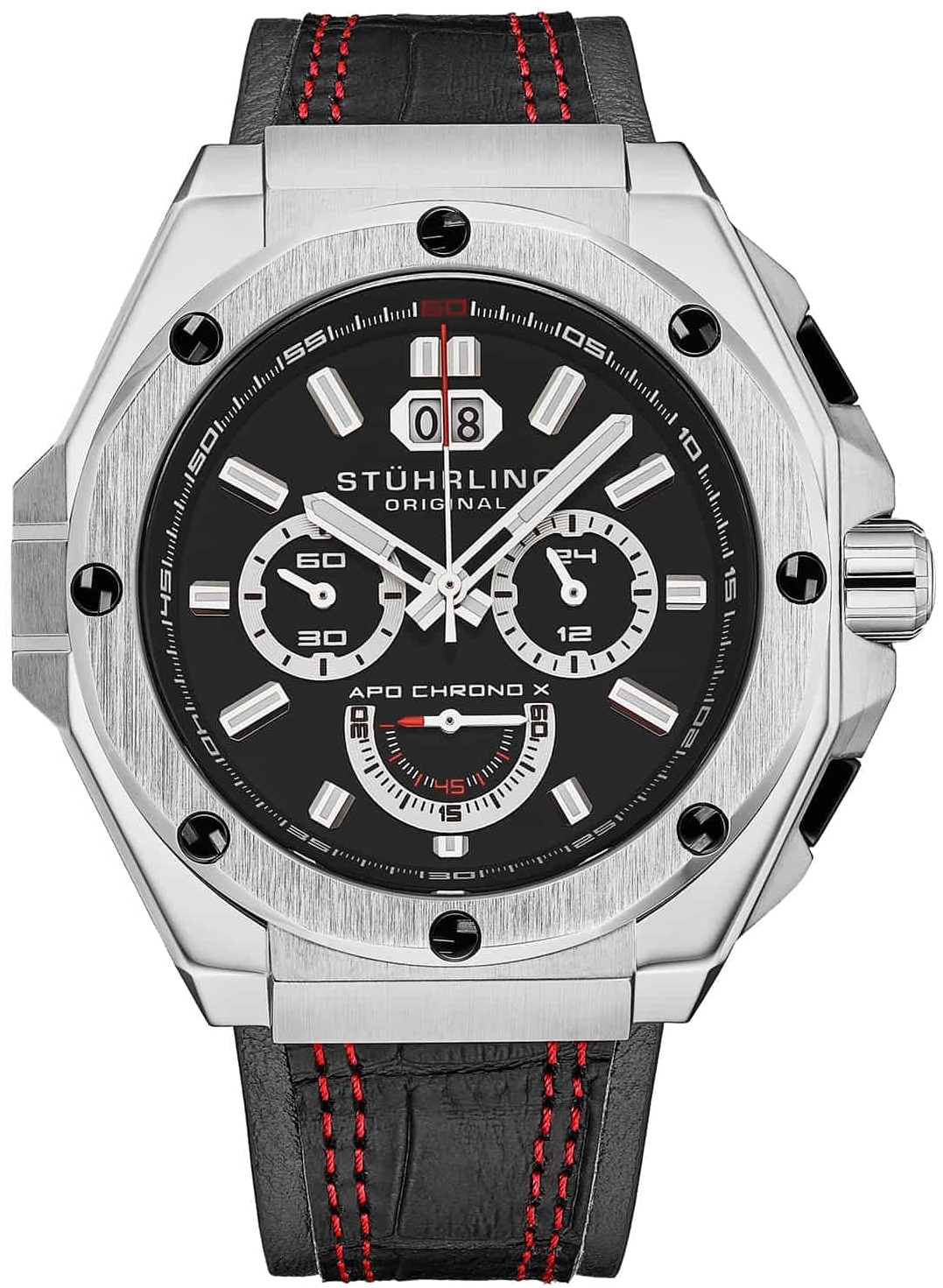 Stührling Original Herreklokke 1018.01 Monaco APO Chrono X Sort/Lær