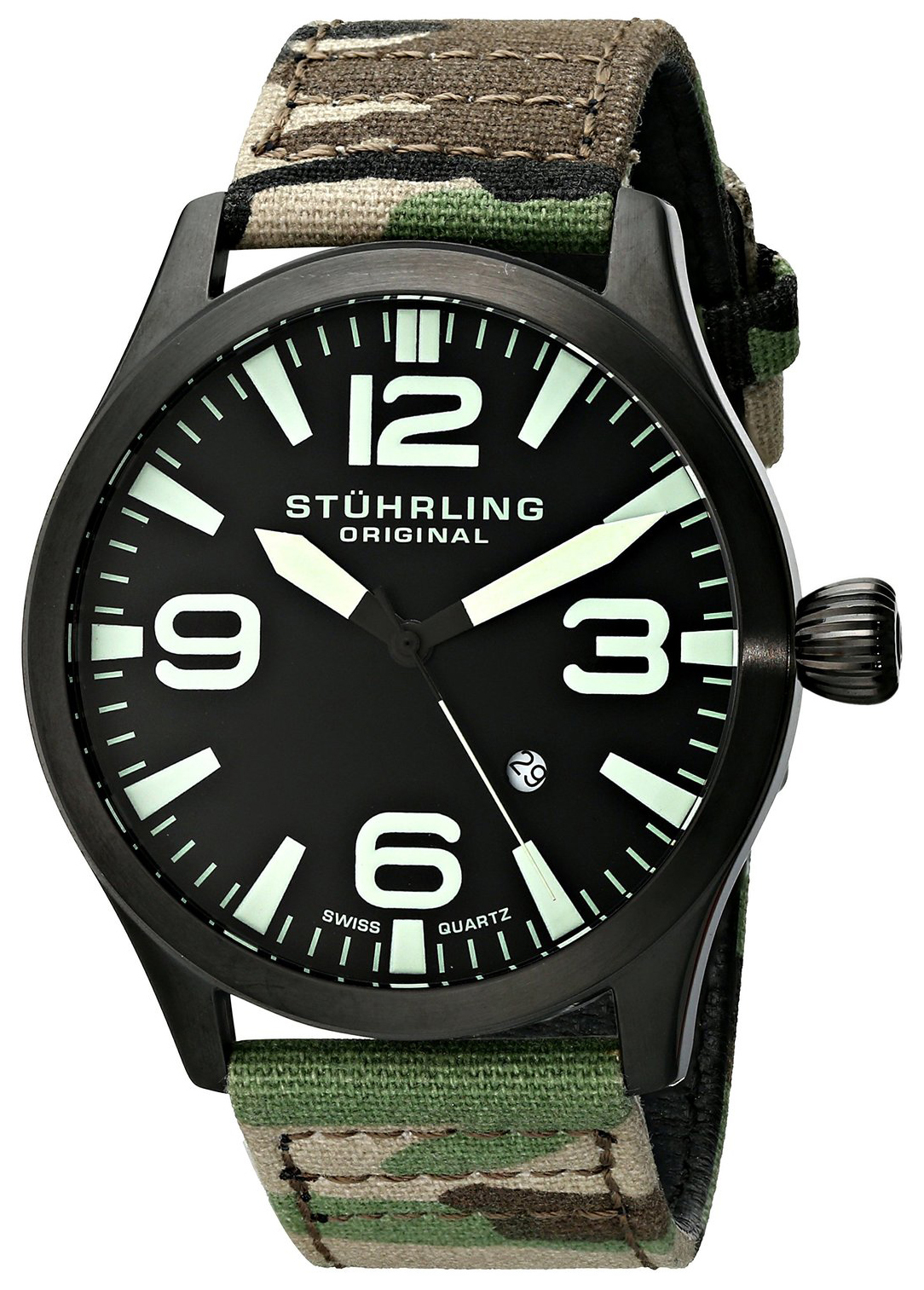 Stührling Original Aviator Herreklokke 141C.01 Sort/Tekstil Ø47 mm - Stührling Original