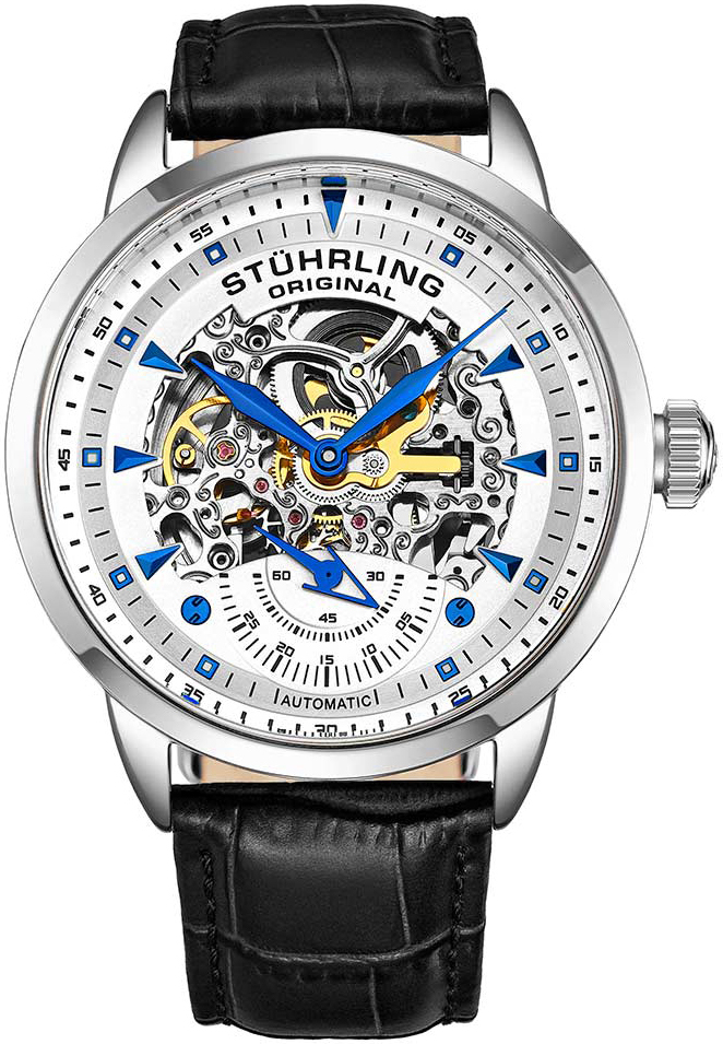 Stührling Original Herreklokke 3133.1 Legacy Sølvfarget/Lær Ø44 mm