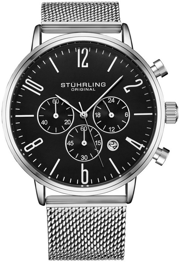 Stührling Original Herreklokke 3932.1 Monaco Sort/Stål Ø48 mm