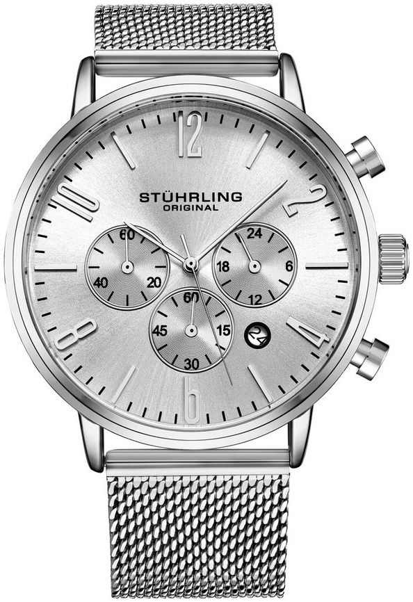 Stührling Original Herreklokke 3932.2 Monaco Sølvfarget/Stål Ø48
