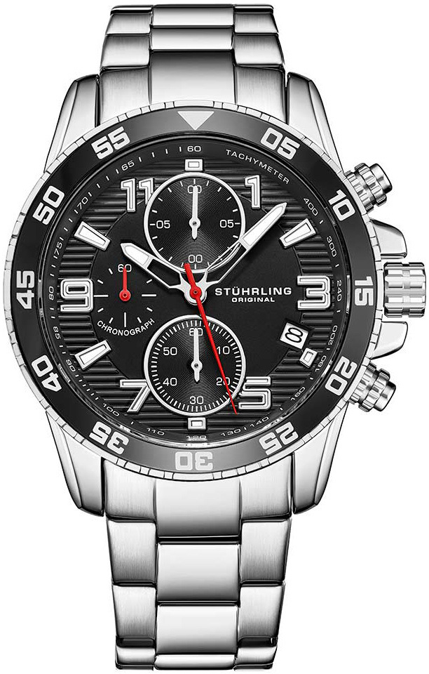 Stührling Original Herreklokke 3957.1 Concorso Sort/Stål Ø40 mm