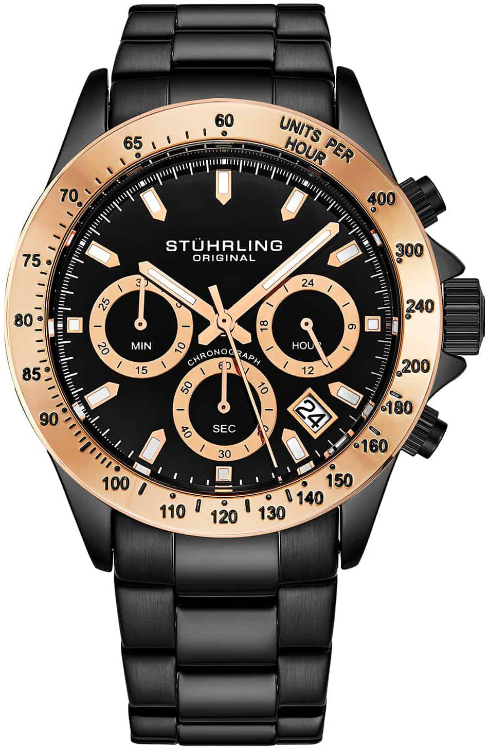 Stührling Original Herreklokke 3960.8 Monaco Sort/Stål Ø42 mm