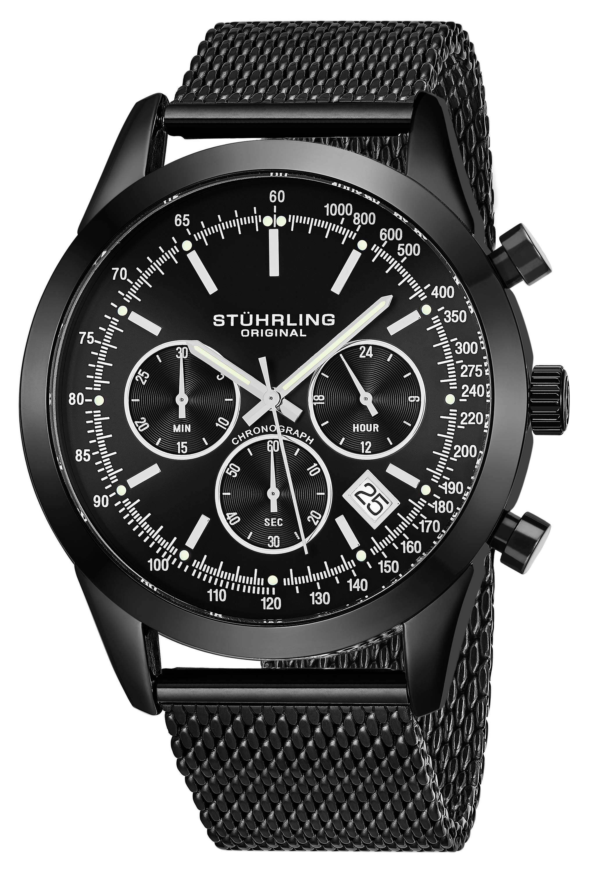 Stührling Original 99999 Herreklokke 3975.6 Sort/Stål Ø44 mm - Stührling Original