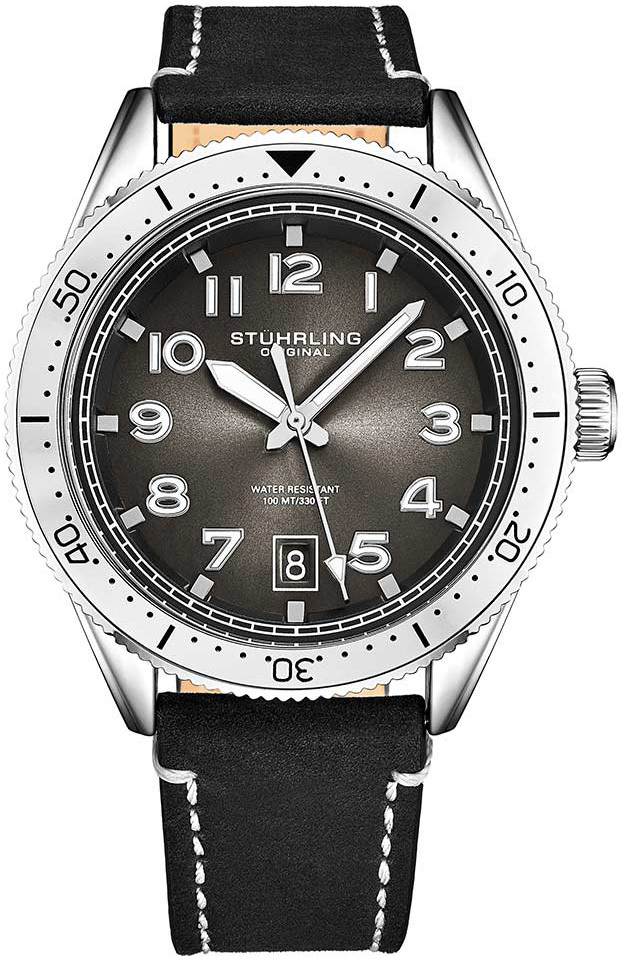 Stührling Original Herreklokke 3989.3 Monaco Grå/Lær Ø42 mm