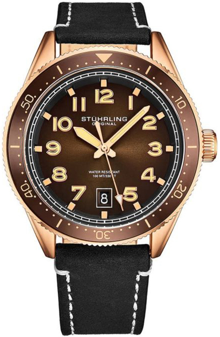 Stührling Original Herreklokke 3989.4 Monaco Brun/Lær Ø42 mm
