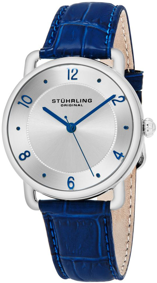 Stührling Original 844.01 Symphony Sølvfarget/Lær Ø39 mm
