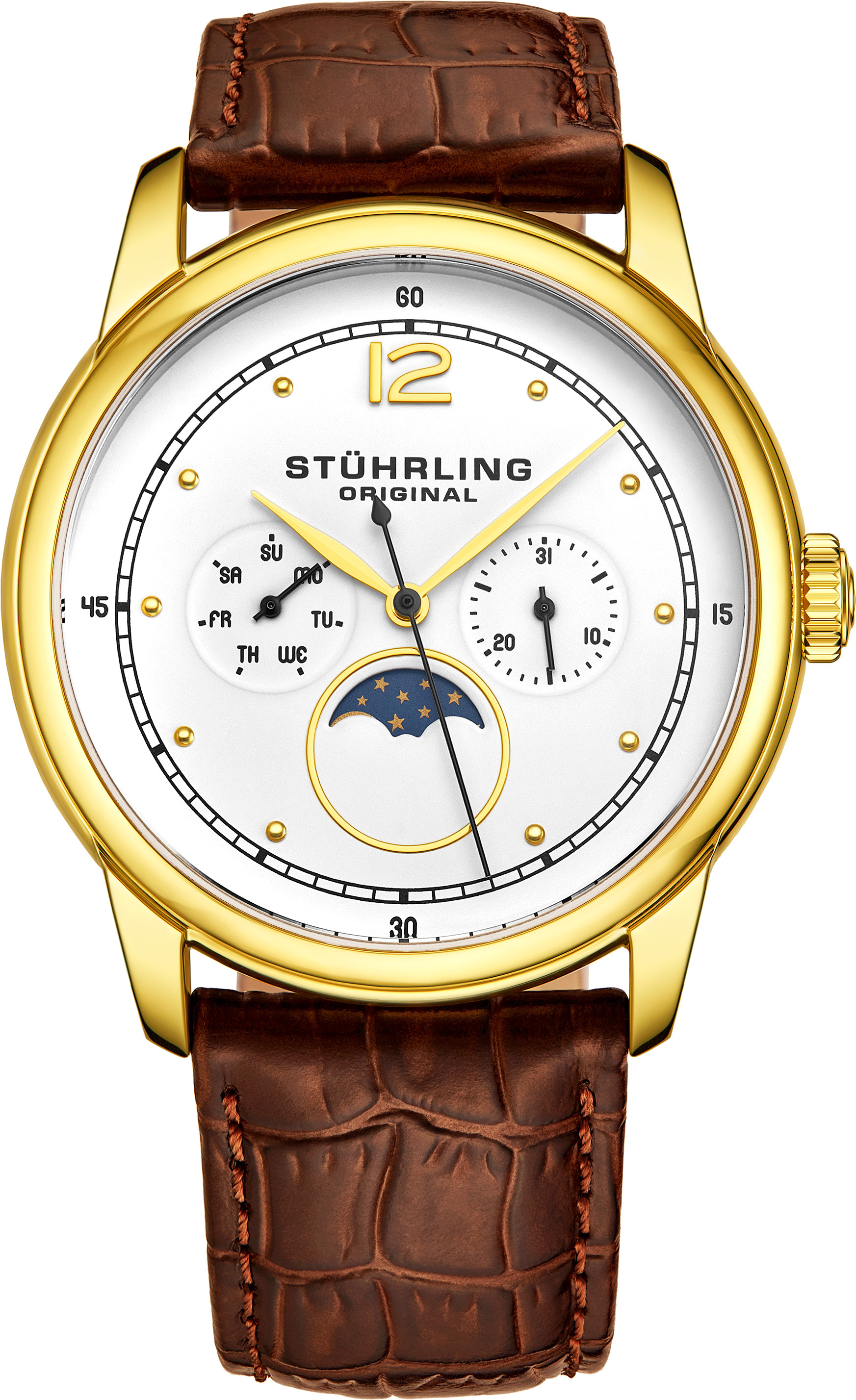 Stührling Original Herreklokke 898.03 Symphony Hvit/Lær Ø39 mm