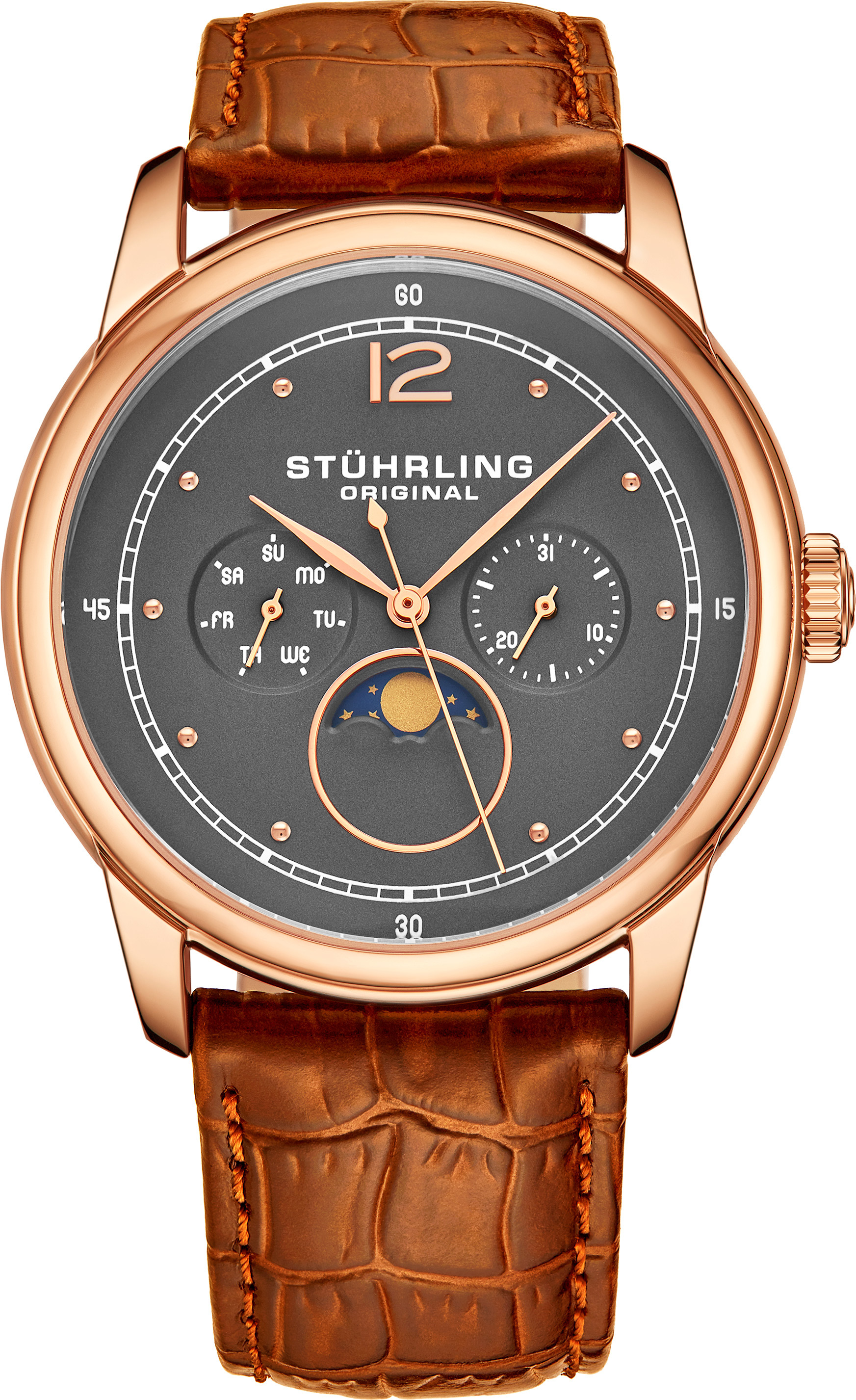 Stührling Original Herreklokke 898.04 Symphony Grå/Lær Ø39 mm