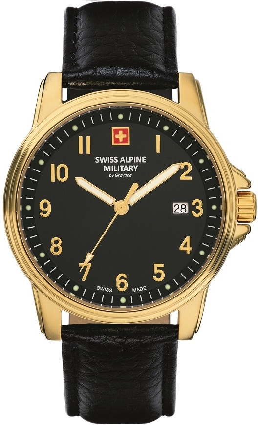 Swiss Alpine Military Herreklokke 7011.1517 Leader Sort/Lær Ø41 mm