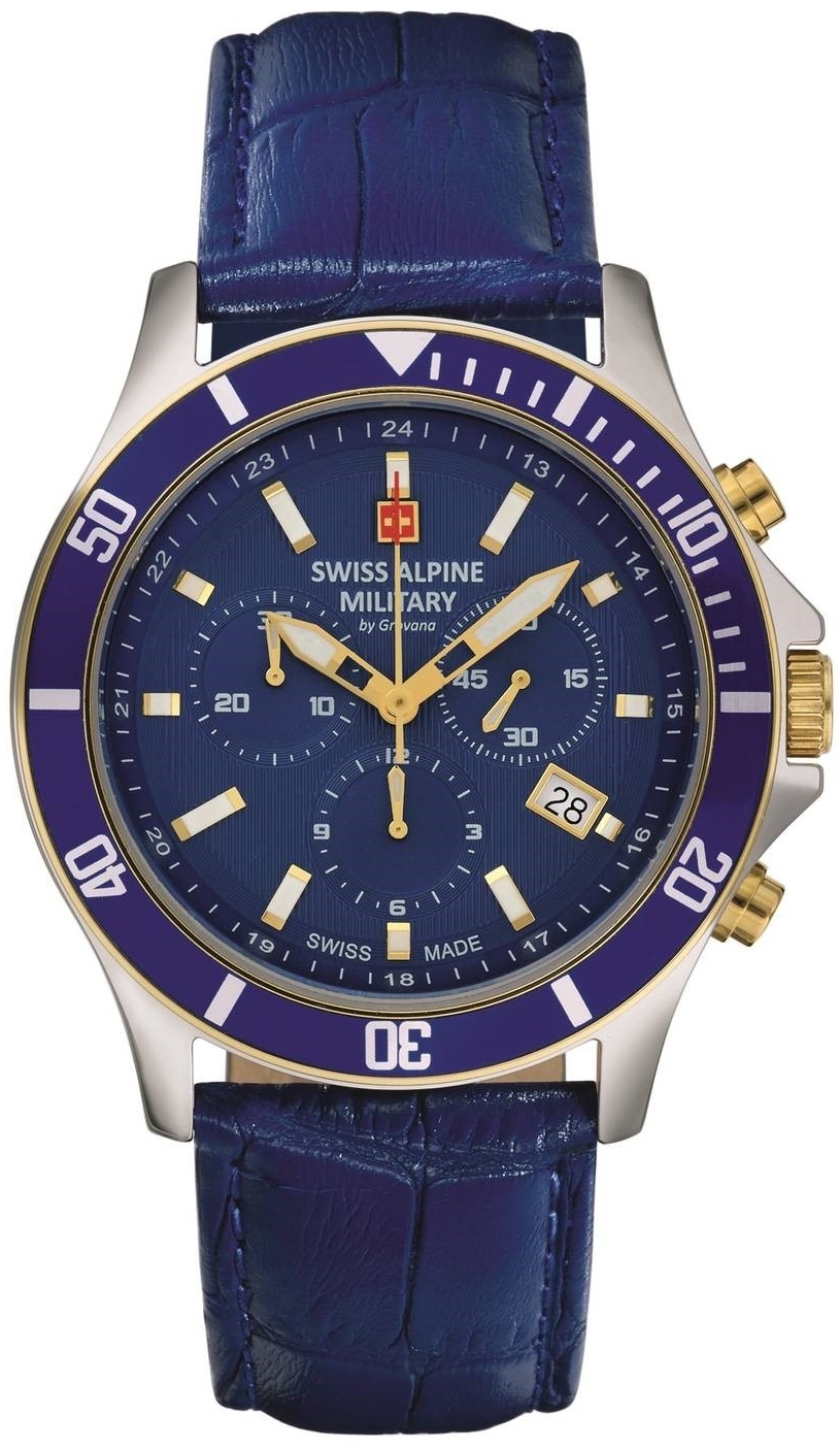 Swiss Alpine Military Herreklokke 7022.9545 Chrono Blå/Lær Ø42 mm