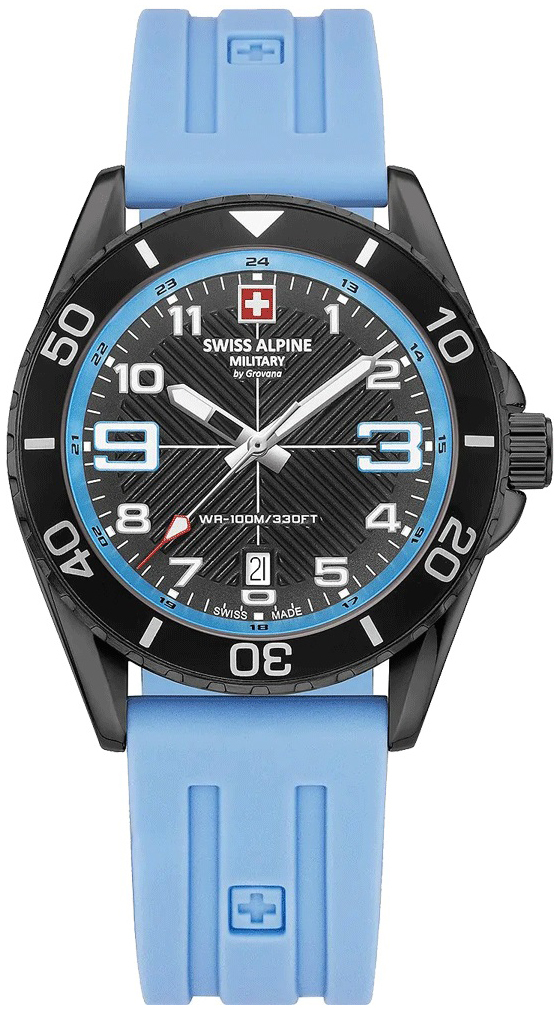 Swiss Alpine Military Herreklokke 7029.1871 Raptor Sort/Gummi Ø42 mm