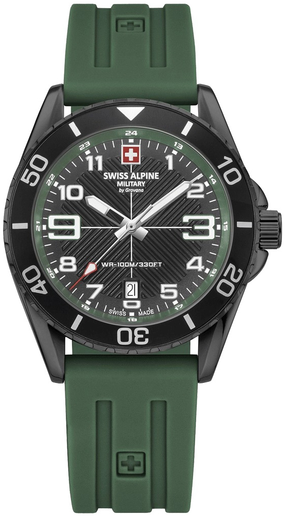 Swiss Alpine Military Herreklokke 7029.1874 Raptor Sort/Gummi Ø42 mm