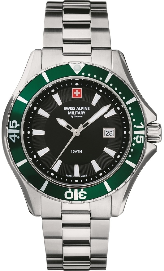 Swiss Alpine Military Herreklokke 7040.1134 Nautilus Sort/Stål Ø46