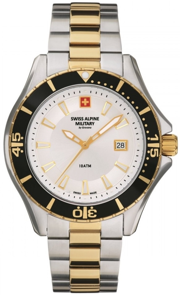 Swiss Alpine Military Herreklokke 7040.1142 Diver Hvit/Gulltonet