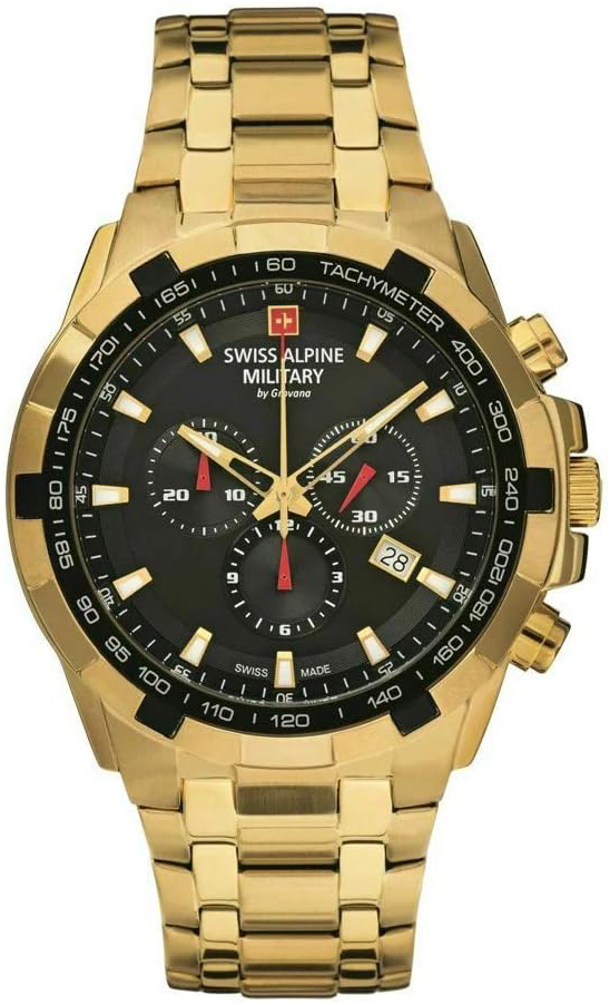 Swiss Alpine Military Herreklokke 7043-9117SAM Chrono Grå/Gulltonet