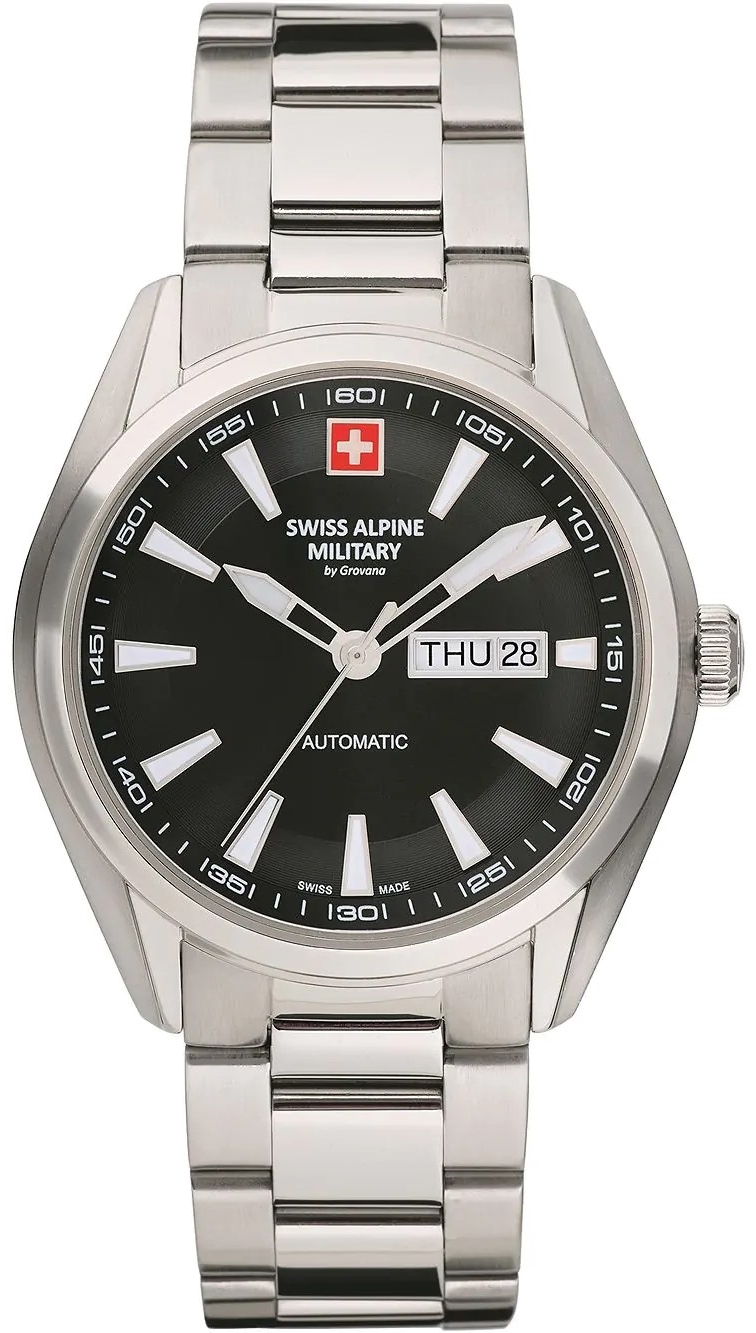 Swiss Alpine Military Herreklokke 7090.2137 Automatic Sort/Stål Ø43