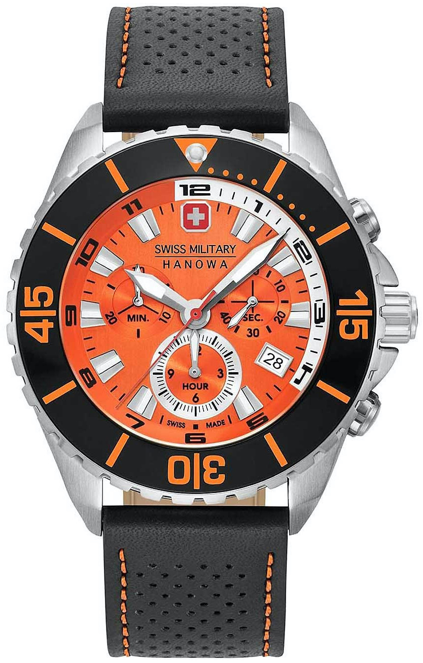Swiss Military Hanowa Herreklokke 06-4341.04.079 Hanowa Orange/Lær