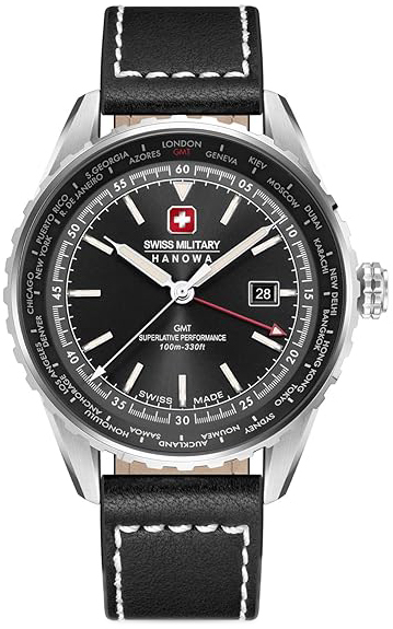 Swiss Military Hanowa Herreklokke SMWGB0003201 Hanowa Sort/Lær Ø44