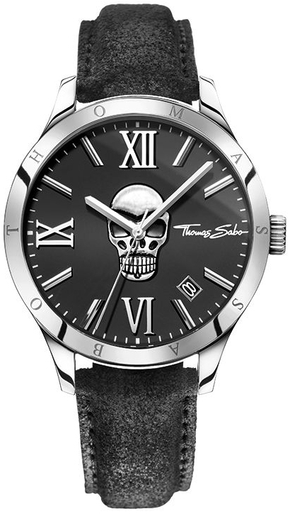 Thomas Sabo Herreklokke WA0210-218-203 Rebel Grå/Lær Ø43 mm