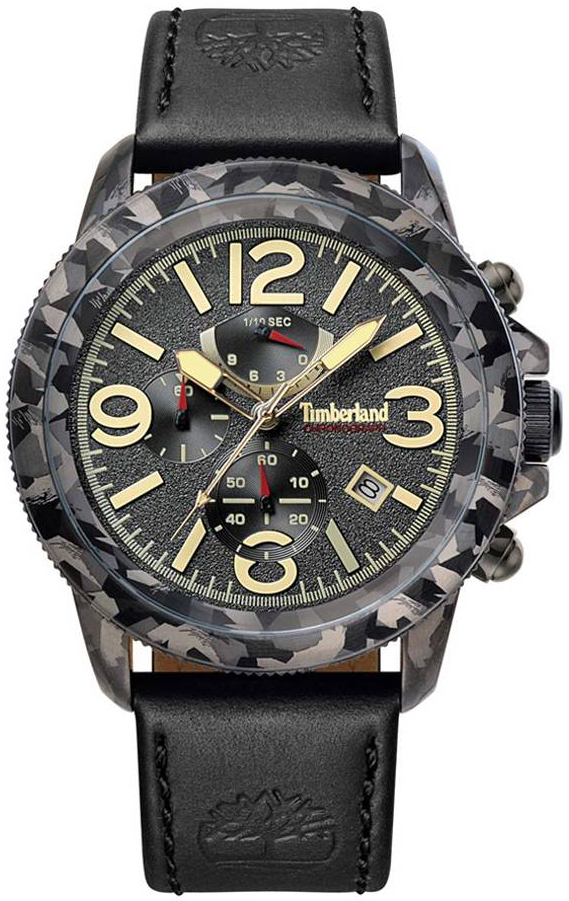 Timberland Herreklokke TBL15474JSGY61 Sort/Lær Ø46 mm