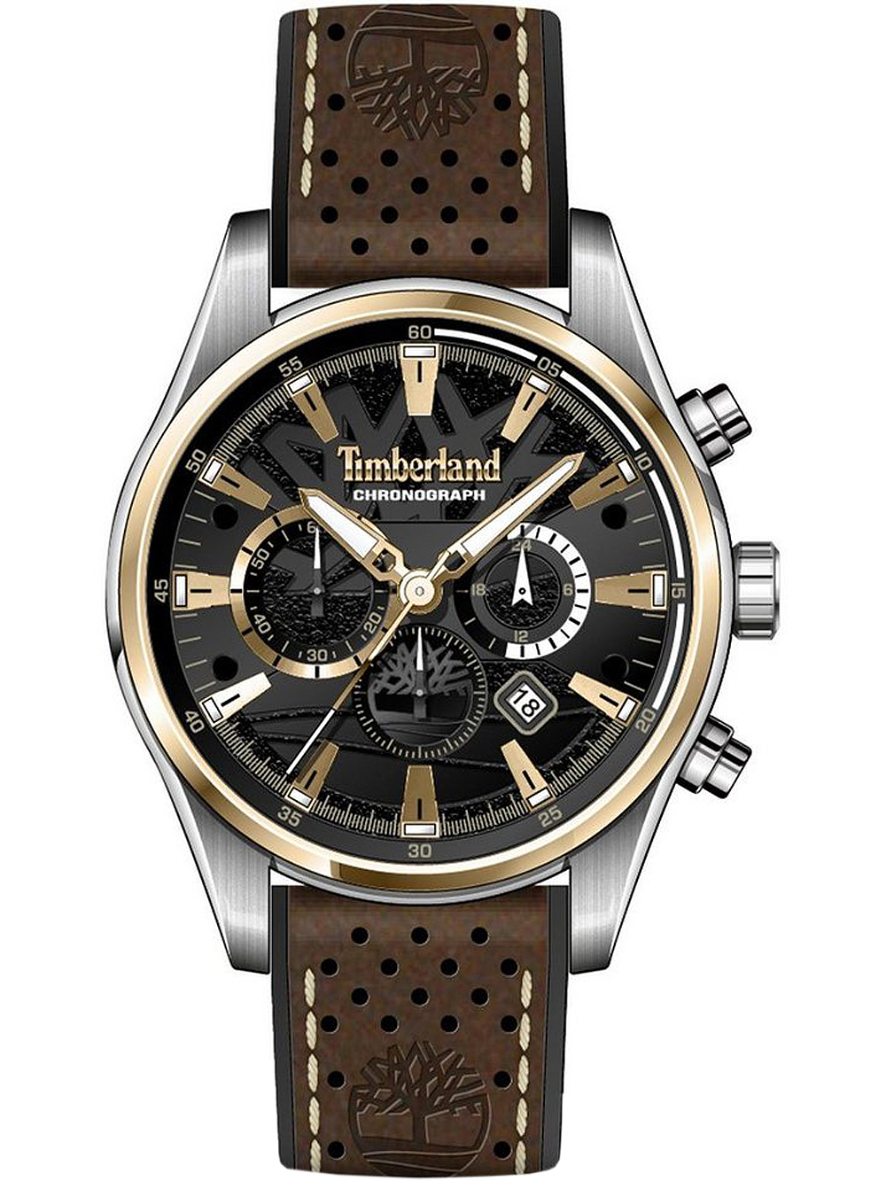 Timberland Herreklokke TDWGC2102402 Aldridge Sort/Lær Ø46 mm