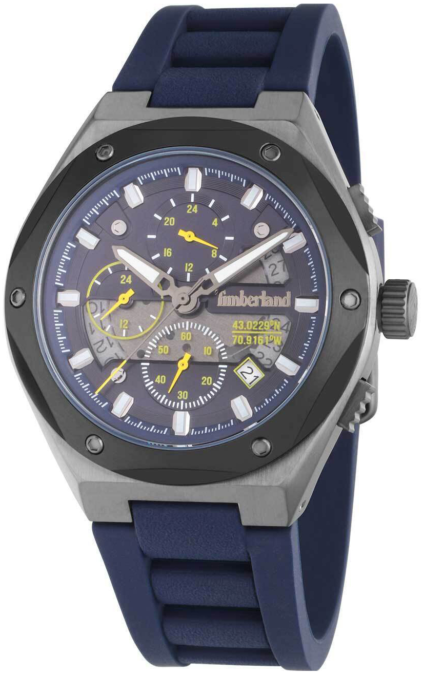 Timberland Herreklokke TDWGQ2231201 Abbotville Blå/Gummi Ø45 mm