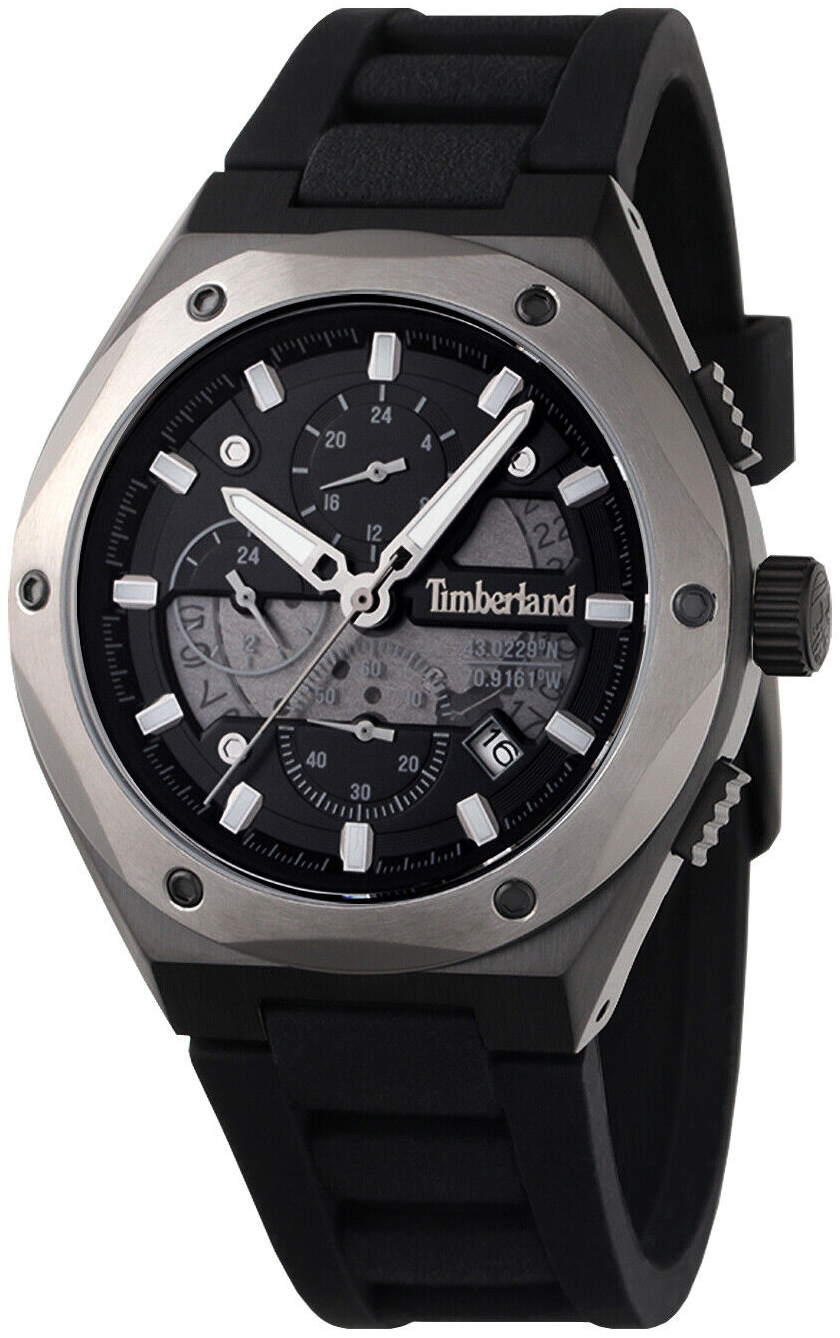 Timberland Herreklokke TDWGQ2231203 Abbotville Sort/Gummi Ø45 mm