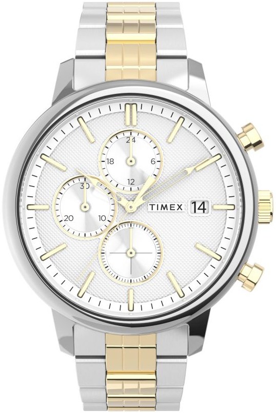 Timex Herreklokke TW2V01800 Chicago Hvit/Gulltonet stål Ø45 mm
