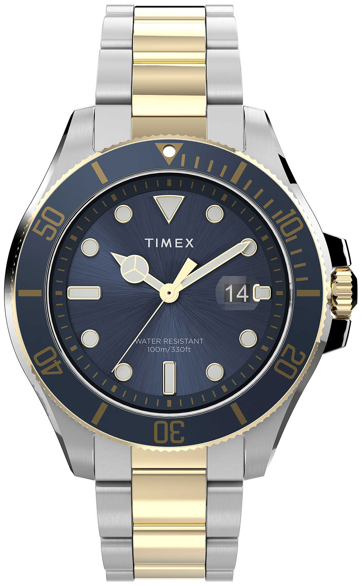 Timex Herreklokke TW2V42000 Harborside Blå/Gulltonet stål Ø43 mm