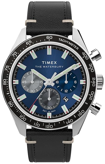 Timex Herreklokke TW2Y18600 The Waterbury Blå/Lær Ø41 mm