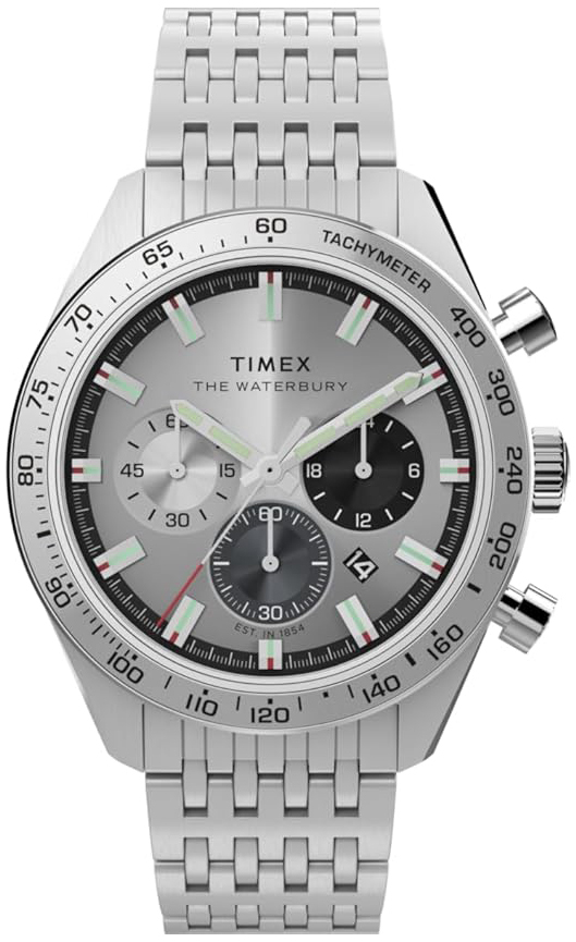 Timex Herreklokke TW2Y18700 The Waterbury Sølvfarget/Stål Ø41 mm