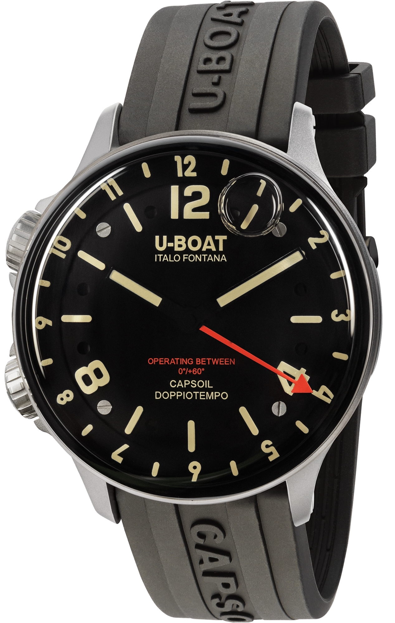 U-Boat Herreklokke 8769/B Capsoil Sort/Gummi Ø45 mm