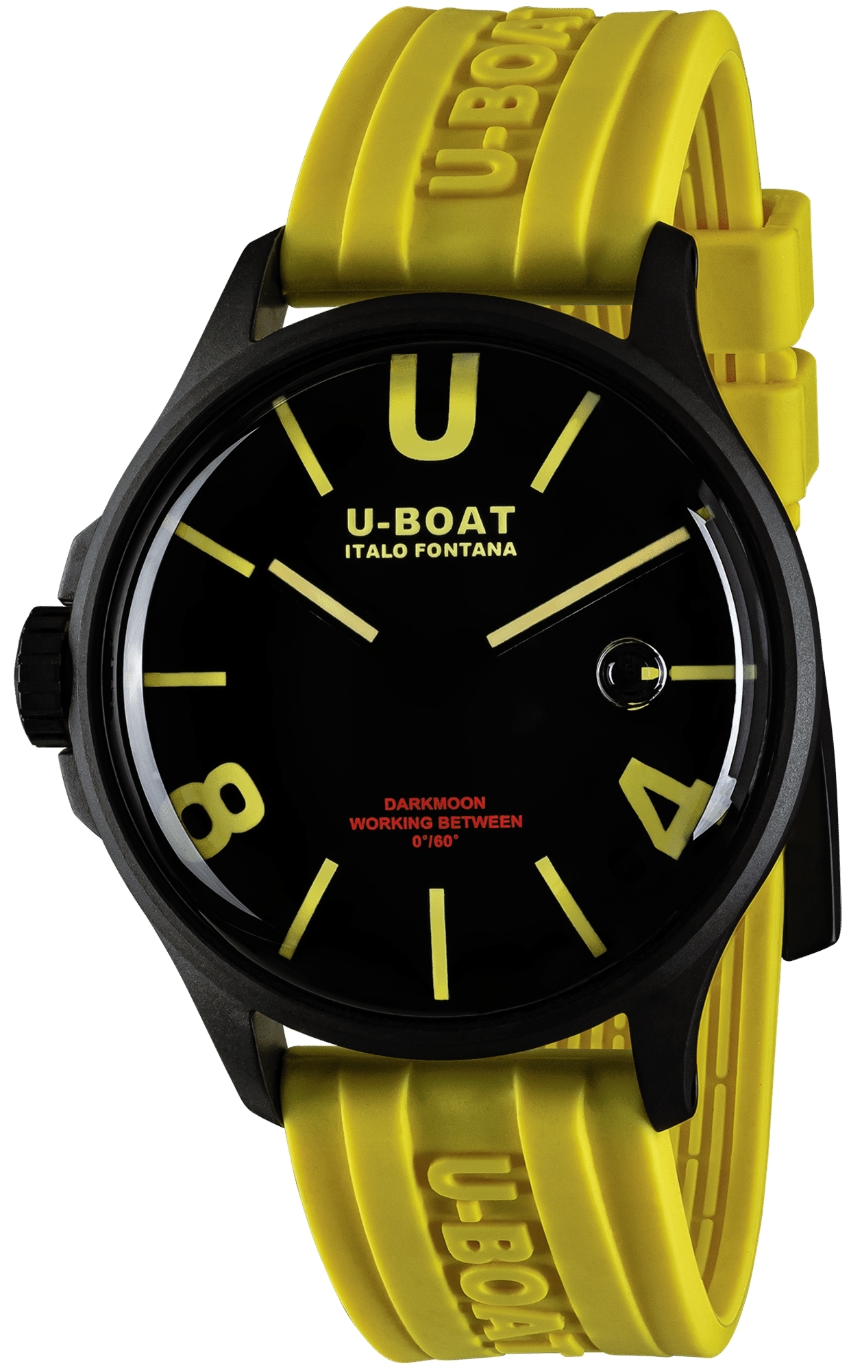 U-Boat Herreklokke 9522/A Darkmoon Sort/Gummi Ø44.8 mm