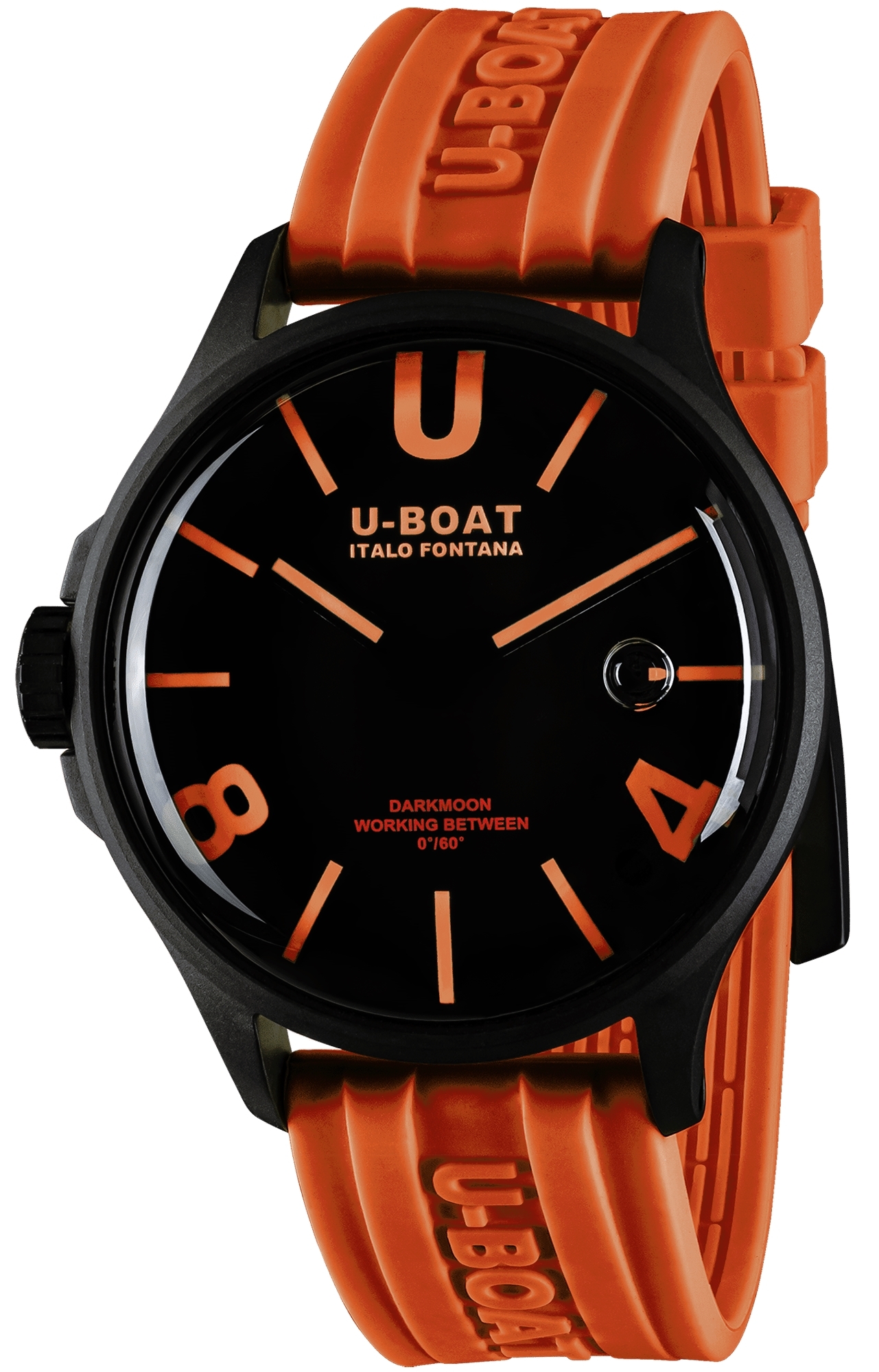 U-Boat Herreklokke 9538/A Darkmoon Sort/Gummi Ø44.8 mm